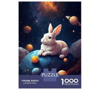 Rompecabezas De 1000 Piezas para Adolescentes Rompecabezas Cute Bunny in The Space Rompecabezas Juegos Relajantes Una Obra De Arte Cumpleaños 70x50cm/1000pcs