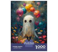 Rompecabezas De 1000 Piezas para Adolescentes Rompecabezas Cute Ghost with Balloons Rompecabezas para Adultos Juego Práctico Una Obra De Arte para Cumpleaños, Navidad 70x50cm/1000pcs