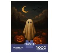 Rompecabezas De 1000 Piezas para Adolescentes Rompecabezas Cute Ghost with Pumpkins - Spooky Halloween Wall Art Rompecabezas para Adultos Juego Práctico Patrón De Montaje 52x38cm/