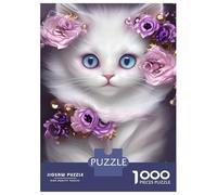 Rompecabezas De 1000 Piezas para Adolescentes Rompecabezas Cute White Kitten Portrait Rompecabezas para Adultos Juego Práctico Una Obra De Arte para Cumpleaños, Navidad 52x38cm/1000pcs