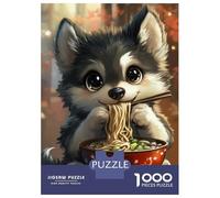 Rompecabezas De 1000 Piezas para Adolescentes Rompecabezas Cute Wolf Eating Noodles-1 Rompecabezas Juegos Relajantes Una Obra De Arte Cumpleaños 52x38cm/1000pcs