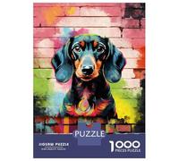 Rompecabezas De 1000 Piezas para Adolescentes Rompecabezas Dachshund Dog Graffiti Rompecabezas para Adultos Juego Familiar Análisis Y Lógica Cumpleaños 52x38cm/1000pcs