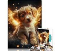 Rompecabezas de 1000 Piezas para Adolescentes, Rompecabezas de ángel Golden Retriever Cada Pieza es única Diversión Familiar desafiante (tamaño 75x50cm)