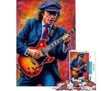 Rompecabezas de 1000 Piezas para Adolescentes Rompecabezas de Angus Young Guitarrista Rompecabezas para Adultos Juegos Divertidos Arte de Pared Ayuda a ejercitar el Cerebro (tamaño 38x26cm)