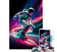 Rompecabezas de 1000 Piezas para Adolescentes Rompecabezas de Astronauta Haciendo Snowboard en el Espacio Juego desafiante Juguetes Divertidos Una Obra de Arte Ideas para Regalos (Tamaño 38x26cm)