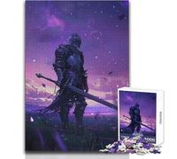 Rompecabezas de 1000 Piezas para Adolescentes, Rompecabezas de Caballero bajo un Cielo púrpura, Juegos educativos, Corte de precisión, Juguetes antiestrés, tamaño 50x75cm