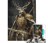 Rompecabezas de 1000 Piezas para Adolescentes Rompecabezas de Caballero Ciervo Noble para Adultos Juegos Divertidos Regalos para Mujeres Juego desafiante Regalos (Tamaño 38x52cm)