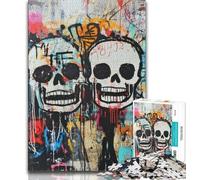 Rompecabezas de 1000 Piezas para Adolescentes, Rompecabezas de Calavera Estilo Basquiat para Adultos, un desafío difícil para aliviar el estrés, Regalos de Amigo Secreto (tamaño 75x50cm)