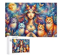 Rompecabezas de 1000 piezas para adolescentes, rompecabezas de fantasía, gato, diosa, obras de arte para adultos, juego práctico, difícil interacción entre padres e hijos, 1000 piezas