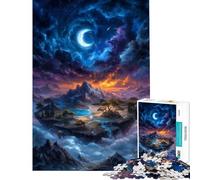 Rompecabezas de 1000 Piezas para Adolescentes Rompecabezas de fantasía Isla Flotante bajo la Luna Creciente Ideal para cumpleaños y Navidad Una Obra de Arte Juego Imposible para Mayores de 14 años