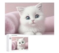Rompecabezas de 1000 piezas para adolescentes, rompecabezas de gatito blanco esponjoso para adultos, juego práctico, difícil interacción entre padres e hijos, 1000 piezas