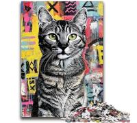 Rompecabezas de 1000 Piezas para Adolescentes, Rompecabezas de Gato al óleo para Adultos, un desafío difícil para aliviar el estrés, Regalo de Amigo Secreto (50x75cm)