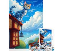 Rompecabezas de 1000 Piezas para Adolescentes Rompecabezas de Gato Sentado Juguete Educativo Regalo para cumpleaños Juego Imposible difícil y desafiante tamaño 50x75cm
