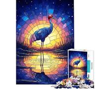 Rompecabezas de 1000 Piezas para Adolescentes Rompecabezas de grulla de vitral al Atardecer para cumpleaños y Navidad Una Obra de Arte Juego Imposible para Mayores de 14 años (38x52cm)