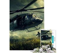 Rompecabezas de 1000 Piezas para Adolescentes Rompecabezas de helicóptero Militar para Adultos Juegos Divertidos decoración cumpleaños y Navidad (tamaño 38x26cm)