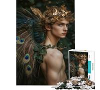 Rompecabezas de 1000 Piezas para Adolescentes Rompecabezas de Hombre Sexy Pavo Real ángel Retrato Difícil y desafiante Una Obra de Arte Juegos Divertidos Apto para Mayores de 14 años 38x26cm