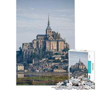 Rompecabezas de 1000 Piezas para Adolescentes Rompecabezas de la Abadía de Mont Saint Michel para Adultos Juegos relajantes decoración del hogar Regalos para Reducir el estrés (tamaño 38x26cm)