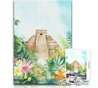 Rompecabezas de 1000 Piezas para Adolescentes, Rompecabezas de la Antigua pirámide Maya, diversión Familiar y Noche de Juegos, desafío difícil, Gran Regalo, tamaño 38x52cm
