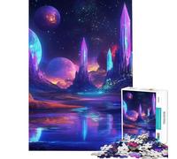 Rompecabezas de 1000 Piezas para Adolescentes Rompecabezas de la Ciudad Mágica en el Espacio para Adultos Juegos Divertidos Arte de Pared Ayuda a ejercitar el Cerebro (Tamaño 38x52cm)