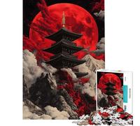 Rompecabezas de 1000 Piezas para Adolescentes Rompecabezas de la Pagoda de la Luna roja para Adultos Juegos Familiares Vacaciones en casa Juego desafiante Regalos (tamaño 38x52cm)