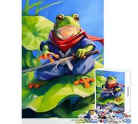 Rompecabezas de 1000 Piezas para Adolescentes Rompecabezas de la Rana samurái del Jardín del Edén Juguetes para armar Regalos para el Amigo Secreto Juegos Familiares con póster a Juego y Hoja