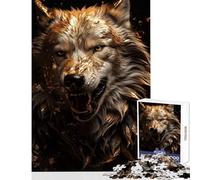 Rompecabezas de 1000 Piezas para Adolescentes Rompecabezas de Lobo Blanco en Oro Juguetes antiestrés Regalos de Amigo Invisible Juegos de relajación Mejora del Amor en Pareja tamaño 38x26cm