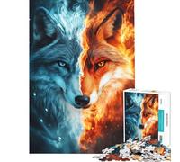 Rompecabezas de 1000 Piezas para Adolescentes Rompecabezas de Lobos de Fuego y Hielo para Adultos Juguetes de Bricolaje Carrera de Velocidad Manual Oferta como Regalo para Toda la Familia (50x75cm)