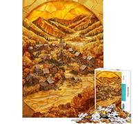 Rompecabezas de 1000 Piezas para Adolescentes Rompecabezas de Mosaico de Pueblo otoñal para Adultos Rompecabezas antiestrés interacción Entre Padres e Hijos Regalo de cumpleaños Regalos 38x26cm