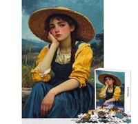 Rompecabezas de 1000 Piezas para Adolescentes Rompecabezas de Mujer Joven con Sombrero de Paja decoración del hogar Juguetes Ideas de Regalos para Juegos educativos Entrena tu Cerebro y Tus Manos