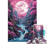 Rompecabezas de 1000 Piezas para Adolescentes Rompecabezas de neón con Luna Llena Ascendente para Adultos Juegos Divertidos Arte de Pared Ayuda a ejercitar el Cerebro (tamaño 38x26cm)
