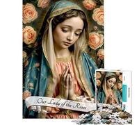 Rompecabezas de 1000 Piezas para Adolescentes Rompecabezas de Nuestra Señora de Las Rosas para Adultos Juego práctico para Pasar el Tiempo en casa Durante Las Vacaciones (50x75cm)
