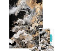 Rompecabezas de 1000 Piezas para Adolescentes Rompecabezas de Olas furiosas para Adultos Juegos Divertidos Decoración cumpleaños y Navidad (tamaño 50x75cm)