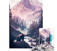 Rompecabezas de 1000 Piezas para Adolescentes Rompecabezas de Osos y paisajes de montaña para Adultos Juegos Divertidos Arte de Pared Ayuda a ejercitar el Cerebro (tamaño 38x26cm)