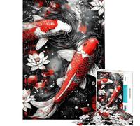 Rompecabezas de 1000 piezas para adolescentes rompecabezas de peces koi arte en acuarela juguete de rompecabezas decoración de pared patrón de ensamblaje regalo para reducir el estrés (tamaño 50x75cm)