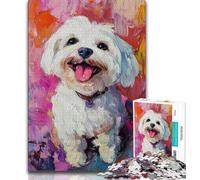 Rompecabezas de 1000 Piezas para Adolescentes, Rompecabezas de Pintura al óleo de Perros para Adultos, un desafío difícil para aliviar el estrés, Regalo de Amigo Secreto (tamaño 75x50cm)