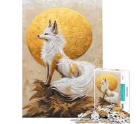 Rompecabezas de 1000 Piezas para Adolescentes Rompecabezas de Pintura del Zorro Dorado para Adultos Juegos Familiares Mejora la Memoria cumpleaños y Ocasiones Especiales (38x26cm)