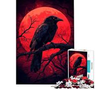 Rompecabezas de 1000 Piezas para Adolescentes Rompecabezas de Raven's Red Moon para Adultos Juego Familiar Carrera de Velocidad Manual cumpleaños y Navidad (tamaño 38x52cm)
