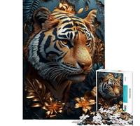Rompecabezas de 1000 Piezas para Adolescentes Rompecabezas de Retrato de Tigre Dorado para Adultos Juguetes de Bricolaje Carrera de Velocidad Manual Oferta como Regalo para Toda la Familia (38x26cm)
