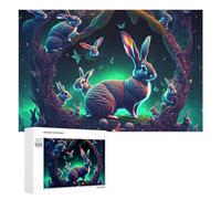 Rompecabezas de 1000 piezas para adolescentes, rompecabezas de reunión de conejos del bosque encantado para adultos, juegos familiares, carreras de velocidad de mano para cumpleaños, Navidad, 1000