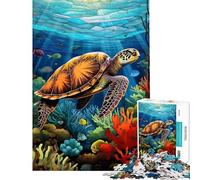 Rompecabezas de 1000 Piezas para Adolescentes Rompecabezas de Tortuga Marina para Acuario Juego práctico para Adultos Actividades Divertidas de Corte de precisión en casa (tamaño 38x26cm)