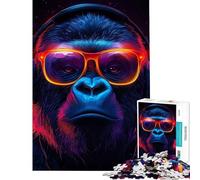 Rompecabezas de 1000 Piezas para Adolescentes Rompecabezas de un Gorila Genial con Auriculares y Gafas Rompecabezas para Adultos Juegos relajantes Divertidos y con Humor