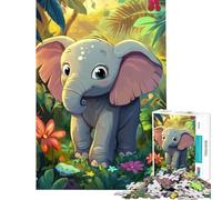 Rompecabezas de 1000 Piezas para Adolescentes Rompecabezas de un Lindo Elefante bebé en la Jungla Juguetes educativos Juegos educativos Ideas de Regalos educativos (Tamaño 38x26cm)