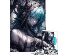 Rompecabezas de 1000 Piezas para Adolescentes Rompecabezas de una niña robótica de Pelo Azul para Adultos Juegos Familiares Una Obra de Arte Que supone un Reto completarla (tamaño 38x52cm)