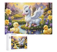 Rompecabezas de 1000 piezas para adolescentes, rompecabezas de unicornio de fantasía con patitos en primavera, rompecabezas para adultos, juegos de relajación que mejoran la memoria para cumpleaños