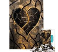 Rompecabezas de 1000 Piezas para Adolescentes Rompecabezas de vitral Corazón Dorado para Adultos Juguetes antiestrés Ideal para Pasar el Tiempo en casa cumpleaños y Navidad