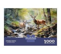 Rompecabezas De 1000 Piezas para Adolescentes Rompecabezas Deer in The Forest Watercolor Print Rompecabezas para Adultos Juego Práctico Una Obra De Arte para Cumpleaños, Navidad 70x50cm/1000pcs