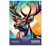 Rompecabezas De 1000 Piezas para Adolescentes Rompecabezas Deer WPAP Pop Art Colorful Rompecabezas Juegos Relajantes Una Obra De Arte Cumpleaños 38x26cm/1000pcs