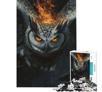 Rompecabezas de 1000 Piezas para Adolescentes Rompecabezas del Búho de Fuego y Furia para Adultos Juguete decoración de Pared decoración del hogar cumpleaños (tamaño 38x52cm)