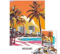 Rompecabezas de 1000 Piezas para Adolescentes Rompecabezas del Horizonte de Miami Beach para Adultos Juguete decoración de Pared decoración del hogar cumpleaños (tamaño 50x75cm)