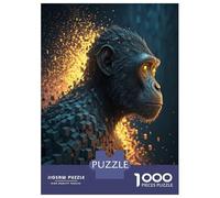 Rompecabezas De 1000 Piezas para Adolescentes Rompecabezas Digital Ape with Glowing Eyes Juego Práctico Carrera De Velocidad Manual Oferta como Regalos para Toda La Familia 38x26cm/1000pcs